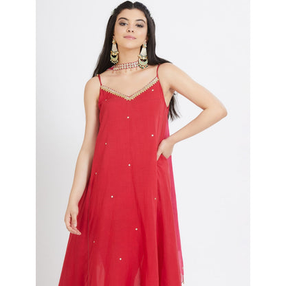 MANDIRA WIRK Red Tunic With Pant And Dupatta (Set Of 3)