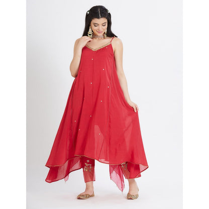 MANDIRA WIRK Red Tunic With Pant And Dupatta (Set Of 3)
