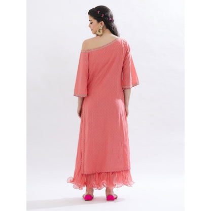 MANDIRA WIRK Coral Embroidered Kurta Set Of 2