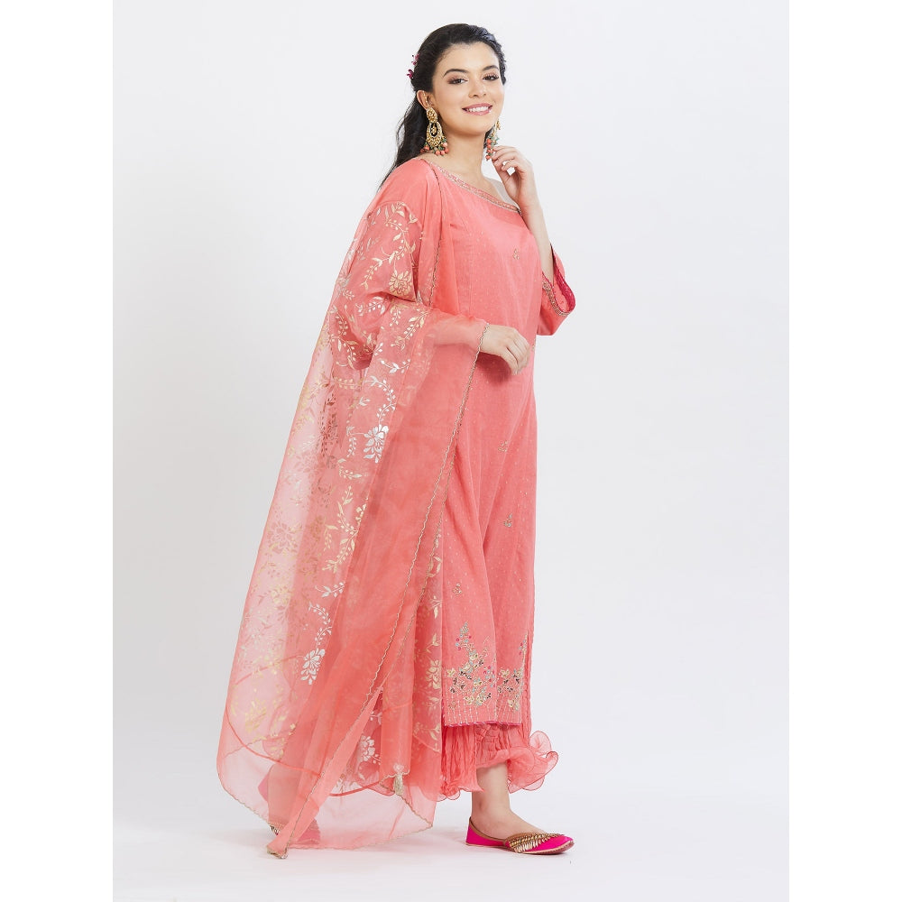 MANDIRA WIRK Coral Embroidered Kurta Set Of 2