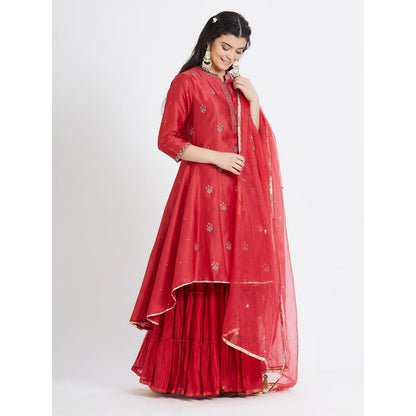 MANDIRA WIRK Red Kurta Sharara (Set Of 3)