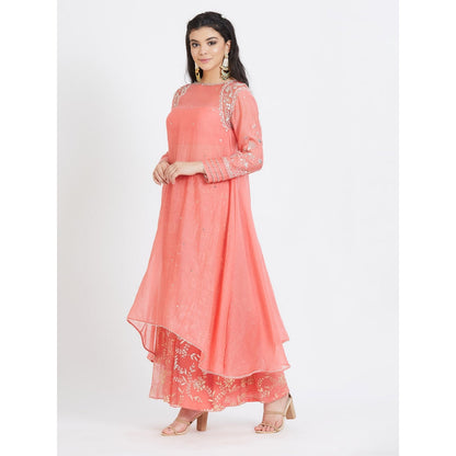 MANDIRA WIRK Coral Embroidered Kurta (Set Of 3)