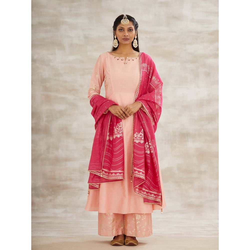 MANDIRA WIRK Peach Embellished Festive Kurta with Pant and Dupatta (Set of 3)