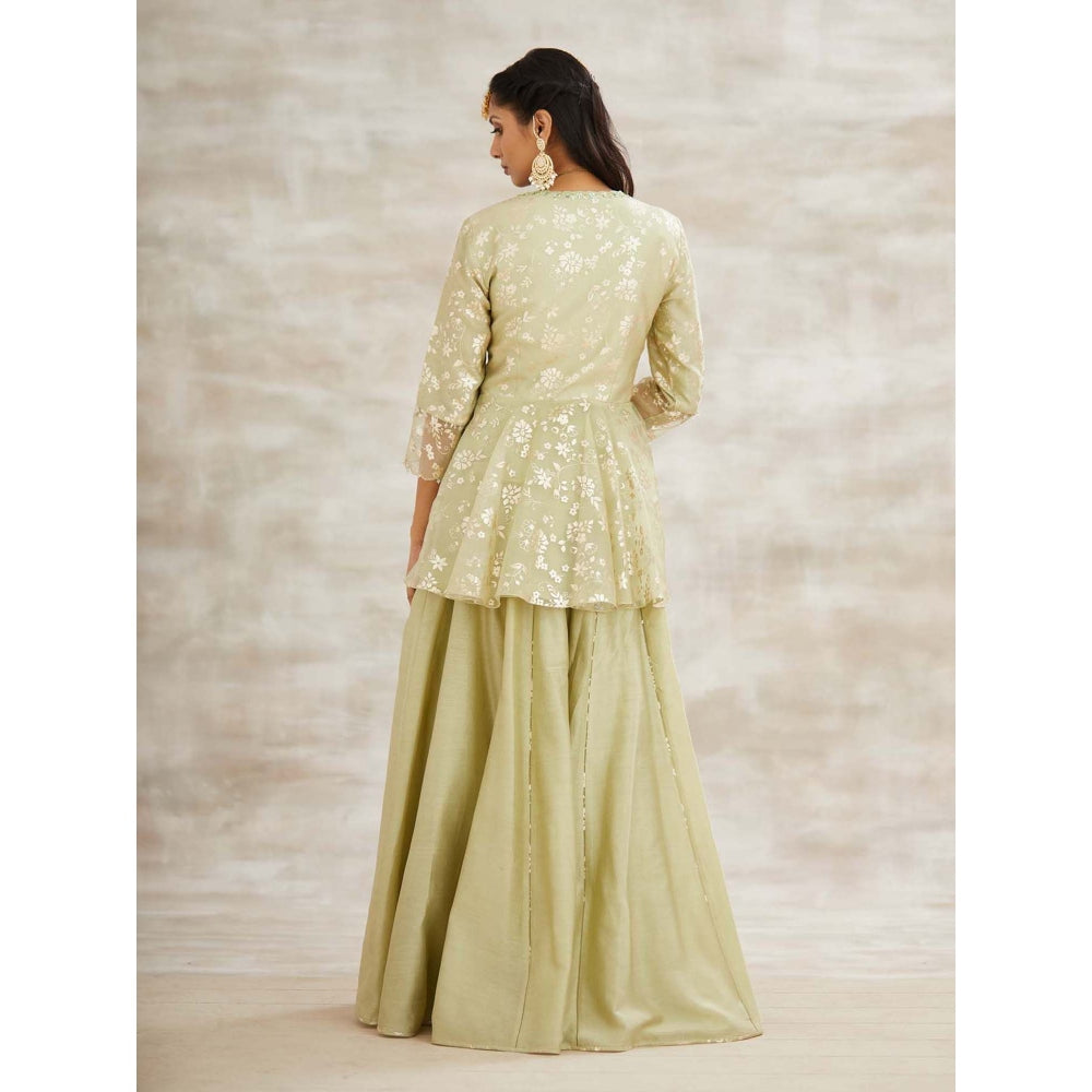 MANDIRA WIRK Green Embellished Top with Sharara (Set of 2)