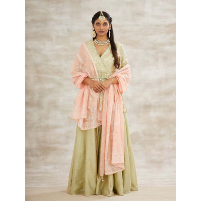 MANDIRA WIRK Green Embellished Top with Sharara (Set of 2)