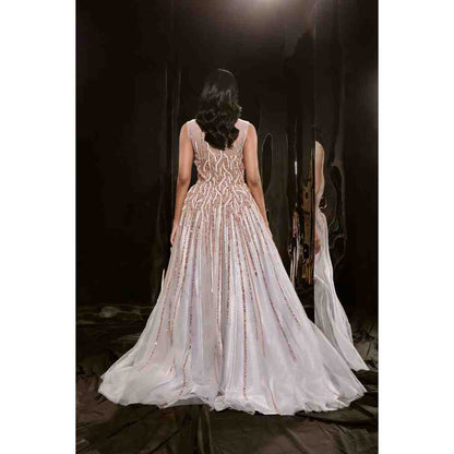 Masumi Mewawalla Ice Blue Embroidered Gown