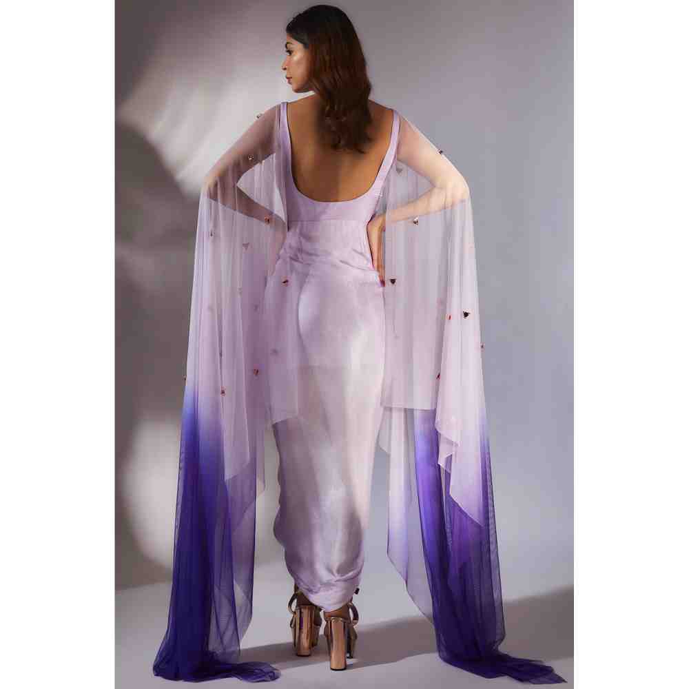 Masumi Mewawalla Lavender Embellished Draped Corset Dress (Set of 2)