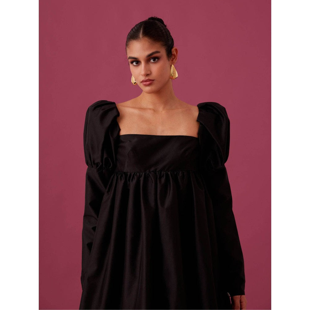 Medha Batra Black Mini Dress With Puff Sleeves
