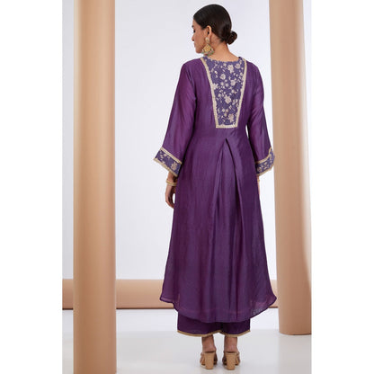 Neha Khullar Purple Embroidered Kurta Pant & Dupatta (Set of 3)