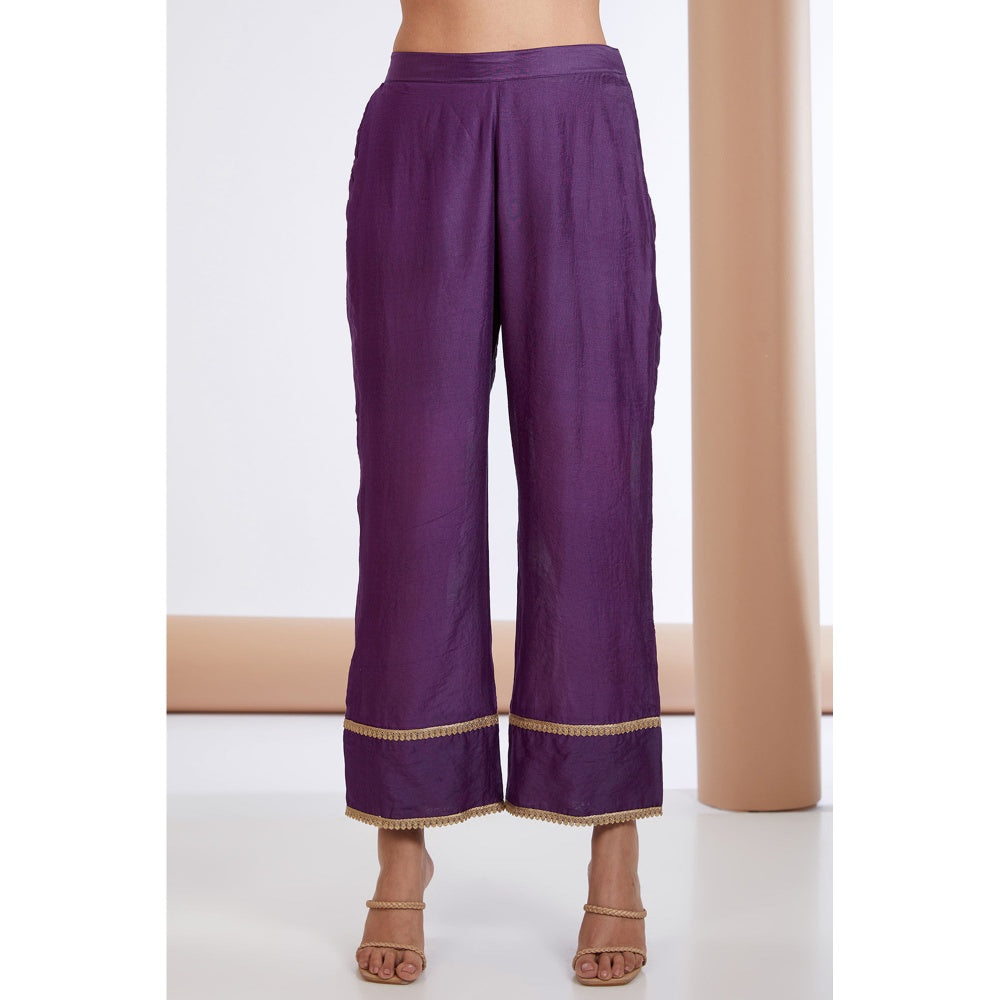 Neha Khullar Purple Embroidered Kurta Pant & Dupatta (Set of 3)