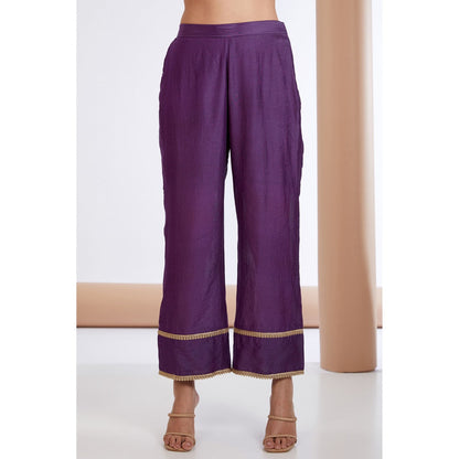 Neha Khullar Purple Embroidered Kurta Pant & Dupatta (Set of 3)