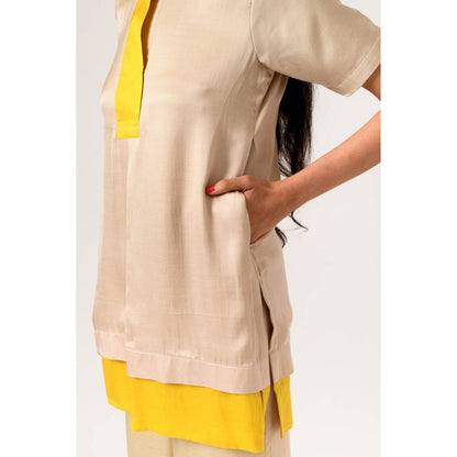 NEORA BY NEHAL CHOPRA Ecru Yellow Top