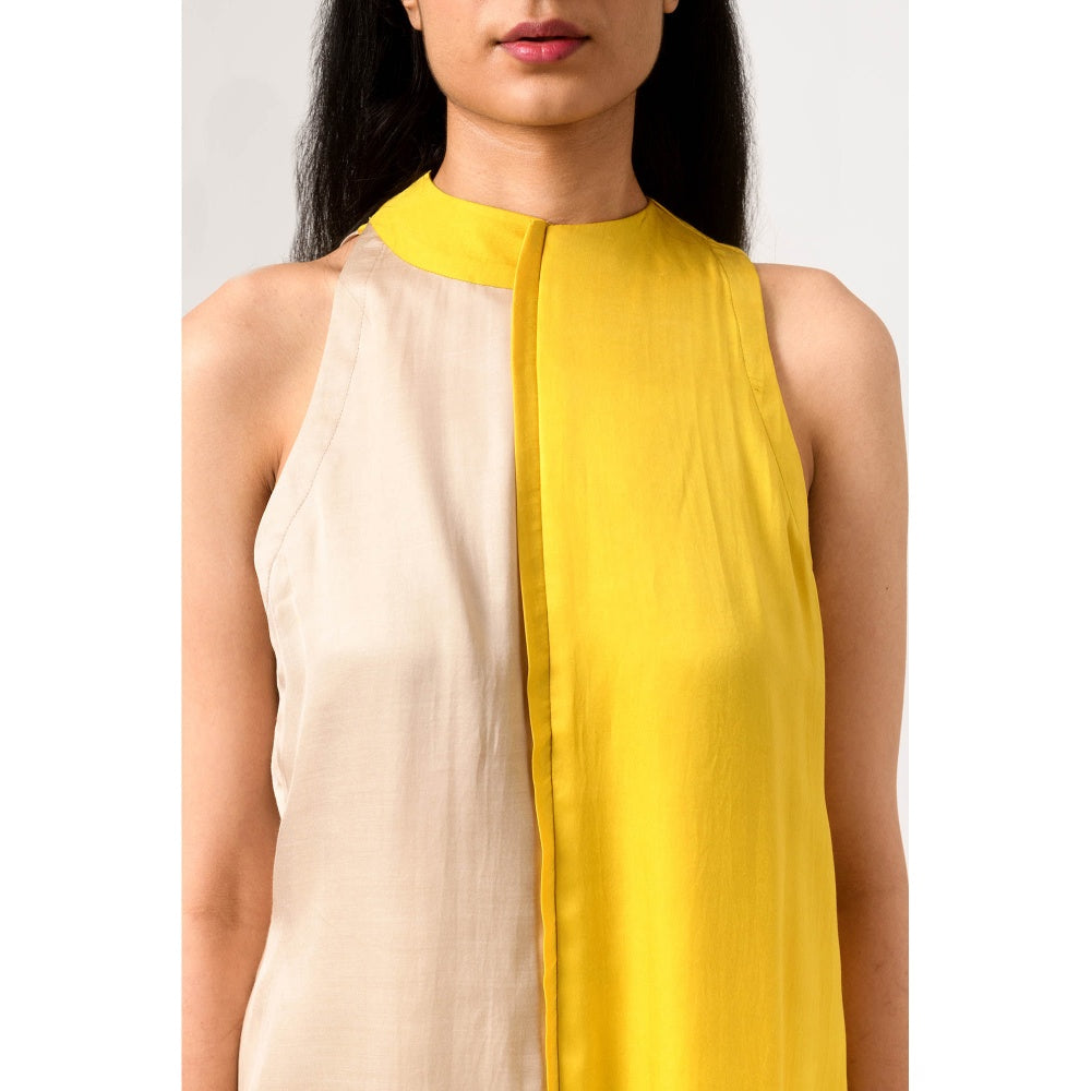 NEORA BY NEHAL CHOPRA Yellow Ecru Halter Neck Co Ord (Set of 2)