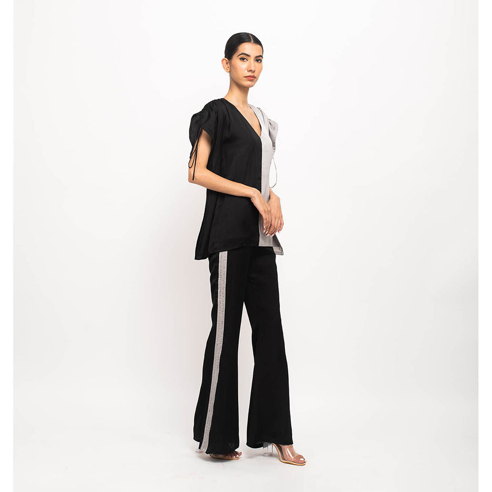 NEORA BY NEHAL CHOPRA Black & Grey Kaftan Co Ord (Set of 2)