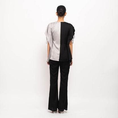 NEORA BY NEHAL CHOPRA Black & Grey Kaftan Co Ord (Set of 2)