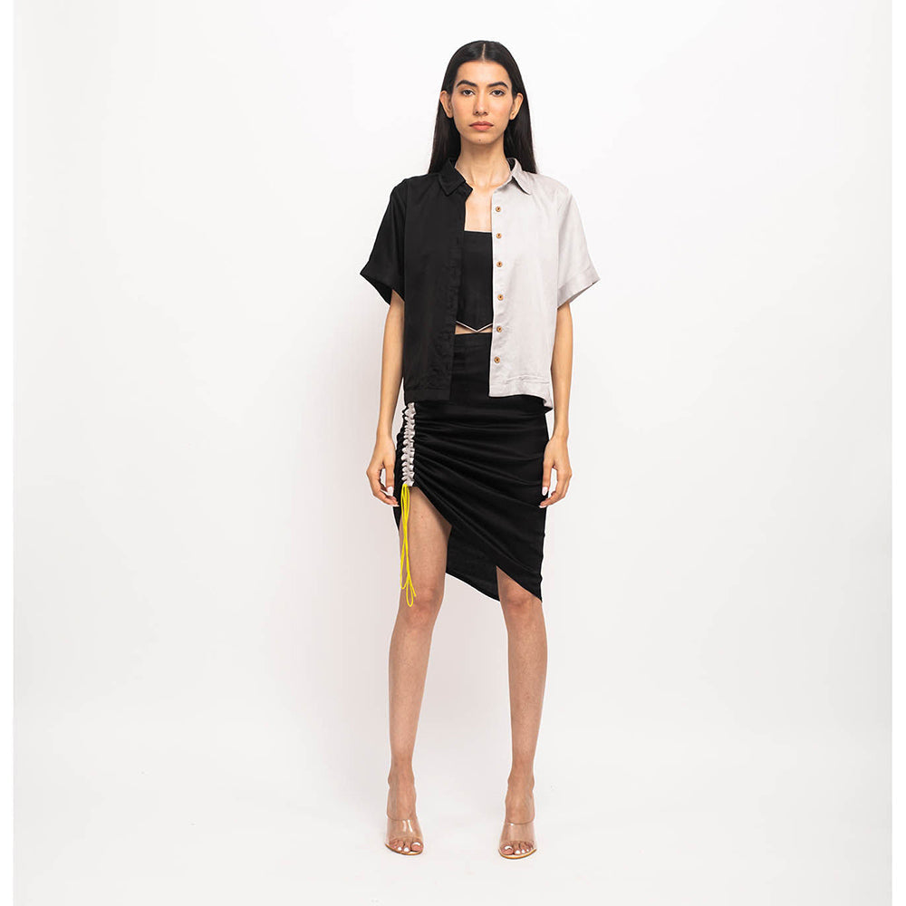 NEORA BY NEHAL CHOPRA Black & Grey Skirt Rouching (Set of 3)