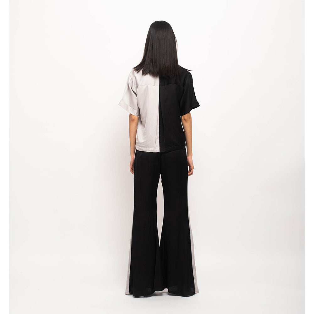 NEORA BY NEHAL CHOPRA Black & Grey Half & Half Co Ord (Set of 2)