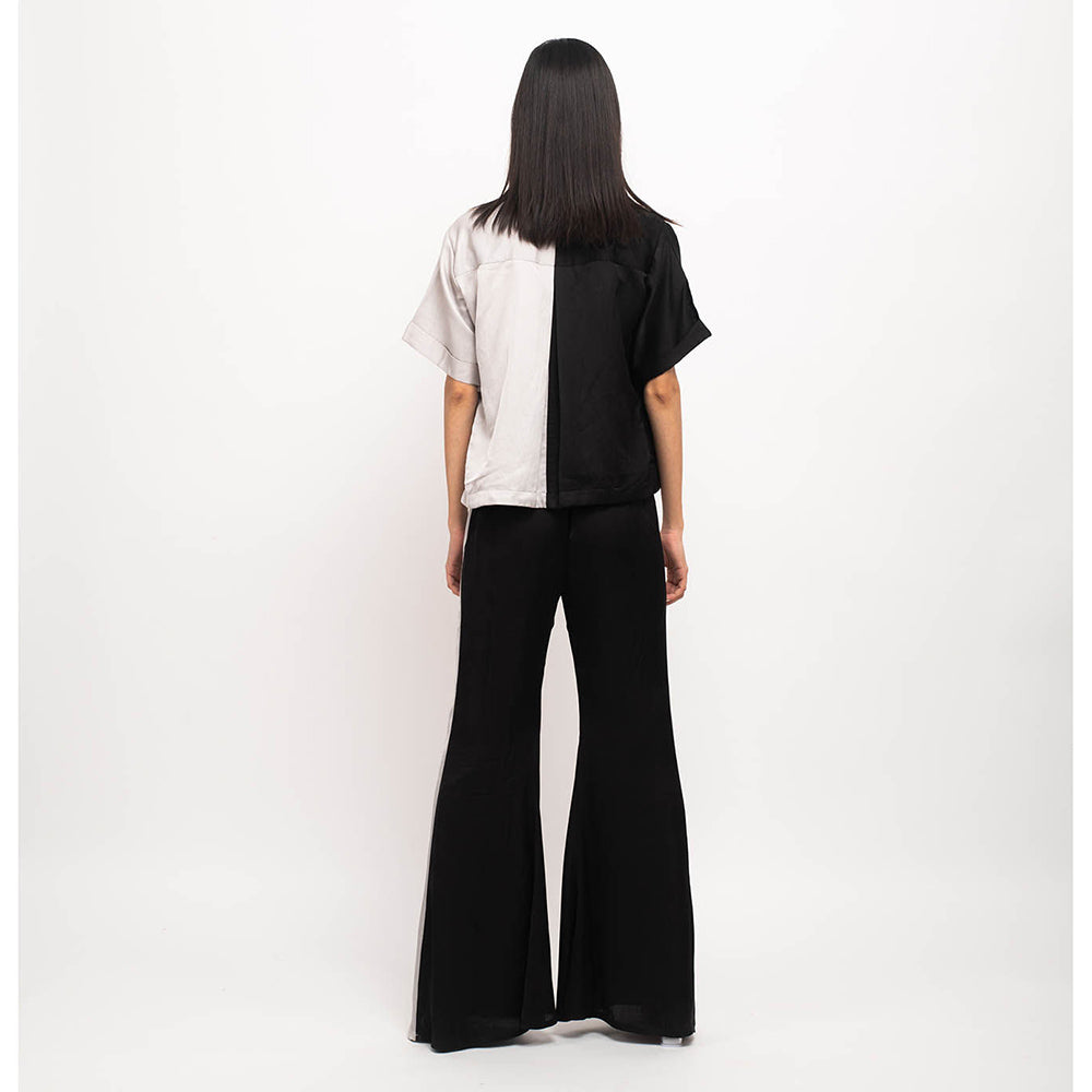 NEORA BY NEHAL CHOPRA Black & Grey Half & Half Three Piece Co Ord (Set of 3)
