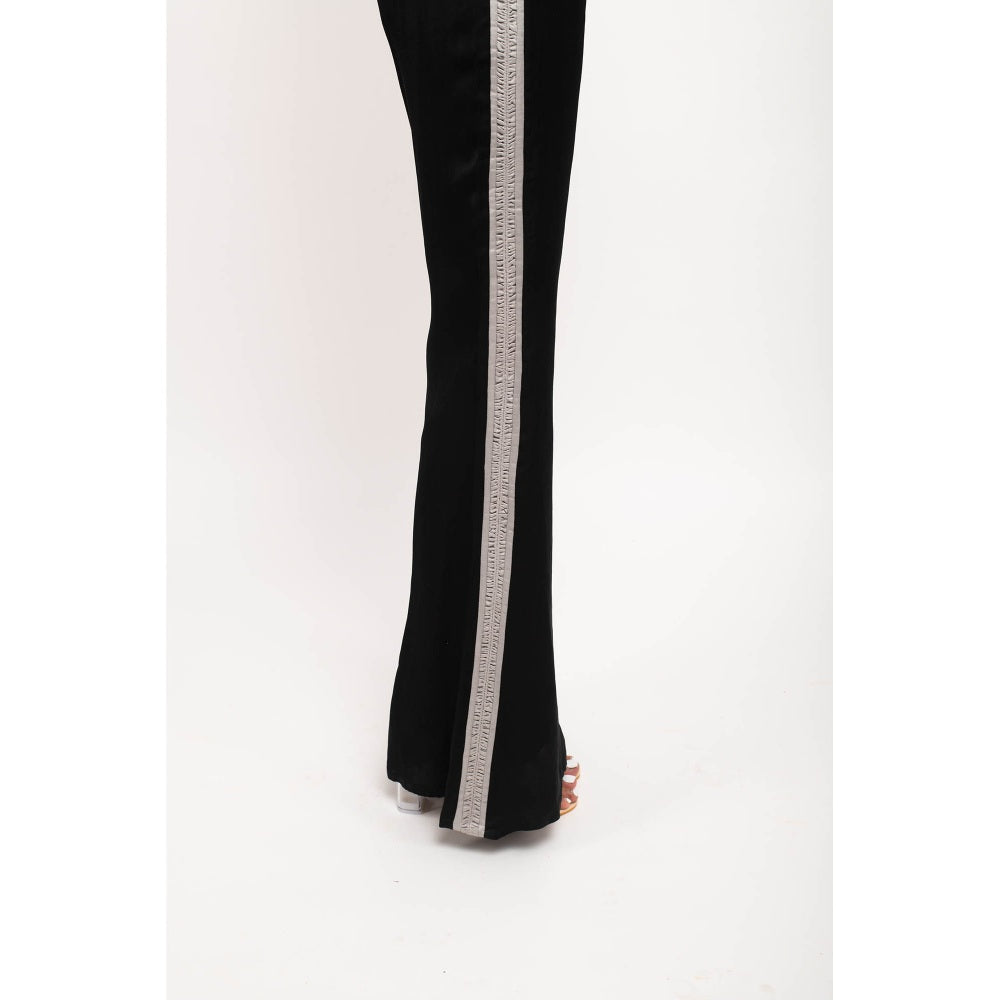 NEORA BY NEHAL CHOPRA Black & Grey Three Piece Rouching Co Ord (Set of 3)