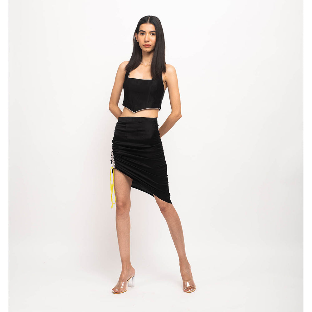 NEORA BY NEHAL CHOPRA Black & Grey Halter Neck Skirt (Set of 2)