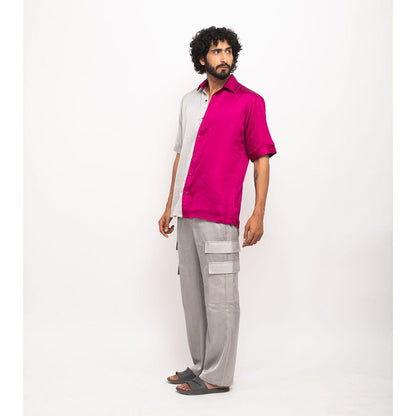 NEORA BY NEHAL CHOPRA Wine and Grey Colorblocked Co-Ord Set (Set of 2)