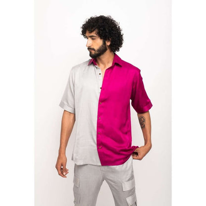 NEORA BY NEHAL CHOPRA Wine and Grey Colorblocked Co-Ord Set (Set of 2)