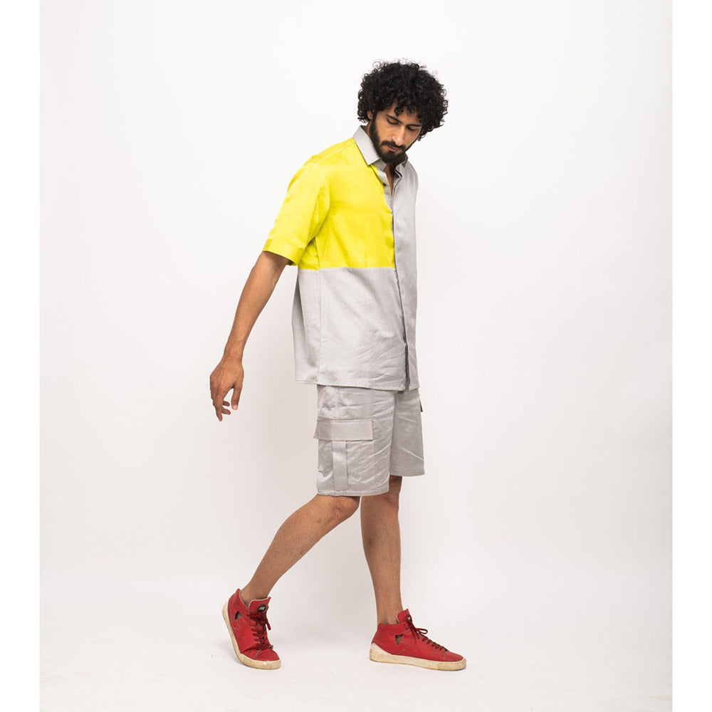 NEORA BY NEHAL CHOPRA Yellow and Grey Colorblocked Co-Ord Set (Set of 2)