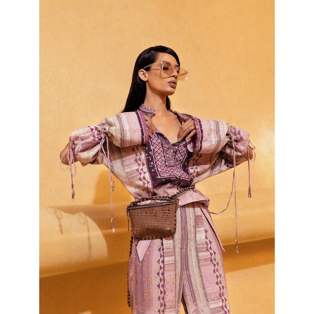 Nikita Mhaisalkar Lilac Floss Print Culottes Pants