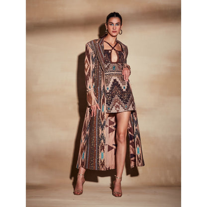 Nikita Mhaisalkar Tan Tapis Halter Dress