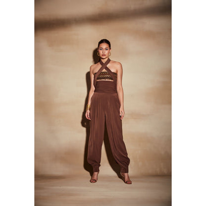 Nikita Mhaisalkar Gold Tube with Aged Embroidery