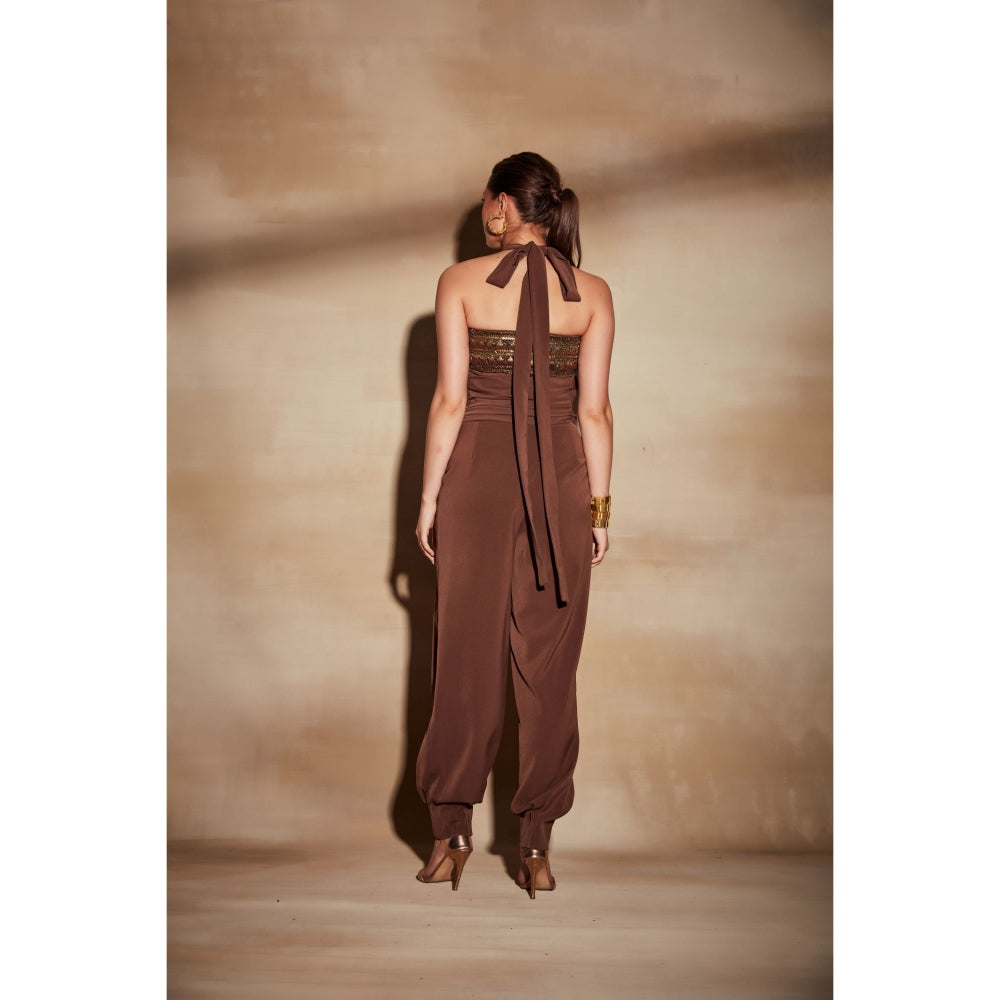 Nikita Mhaisalkar Dark Tan High Waist Pants
