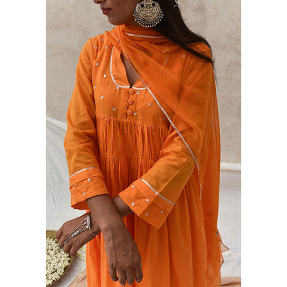 Baise Gaba Orange Chaand Tangerine Dupatta Baise Gaba Orange Chaand Tangerine Dupatta