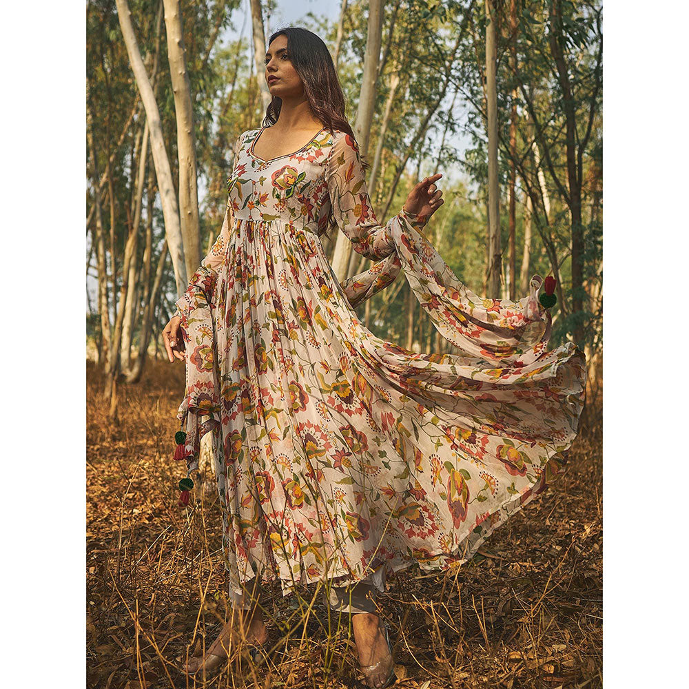 Baise Gaba Grey Gulbaar Dupatta Baise Gaba Grey Printed Dupatta