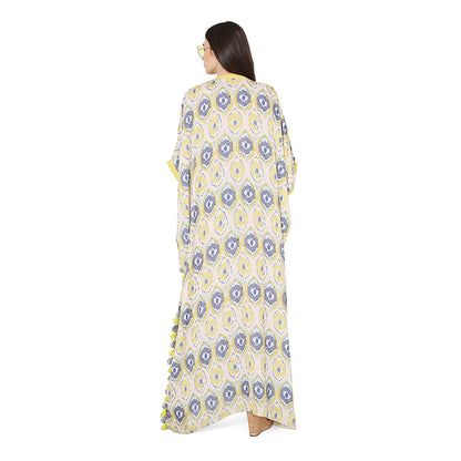 PS Pret by Payal Singhal Yellow Colour Printed Art Free Sized Kaftan