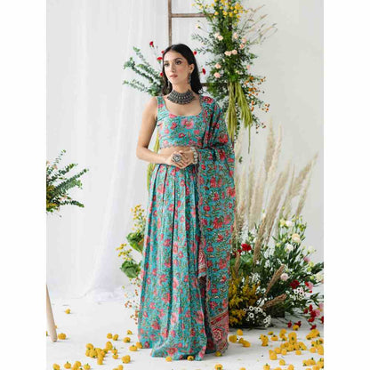 Old Marigold Dahlia Lehenga Set (Set of 3)
