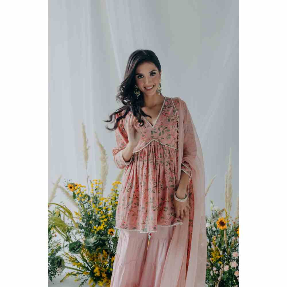 Old Marigold Floral Printed Nyla Cotton Kurti
