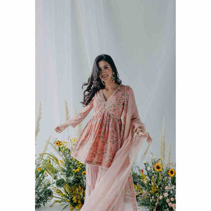 Old Marigold Floral Printed Nyla Cotton Kurti