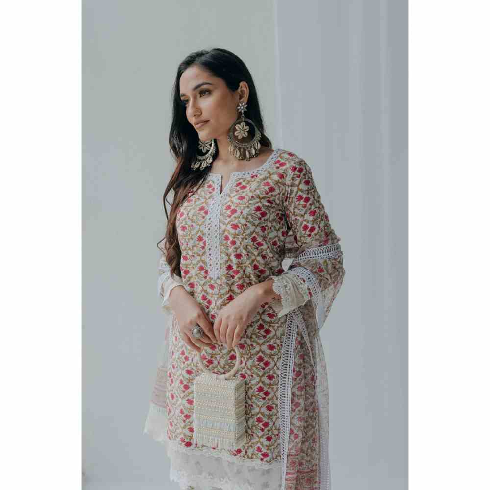 Old Marigold Floral Printed Luna Cotton Kurta