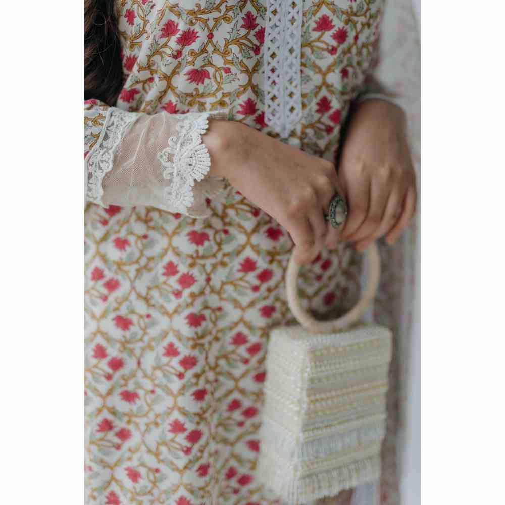 Old Marigold Floral Printed Luna Cotton Kurta