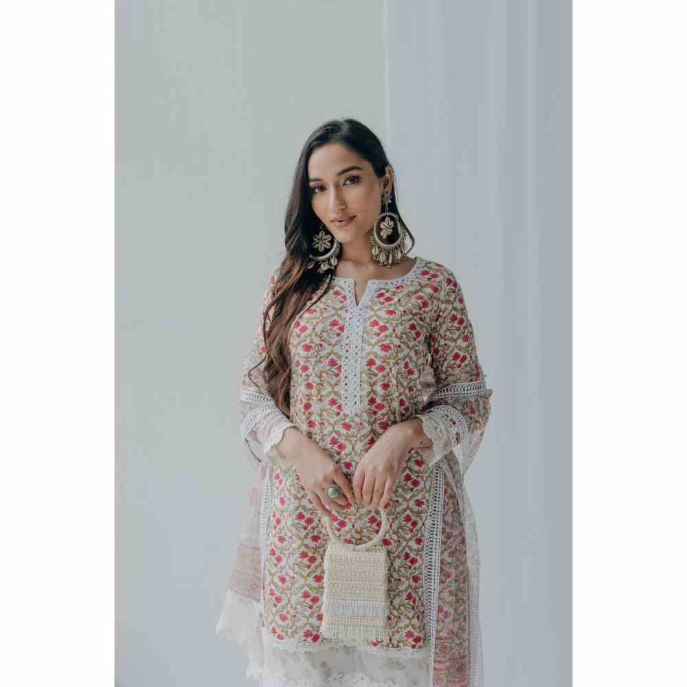 Old Marigold Floral Printed Luna Cotton Kurta (Set of 2)