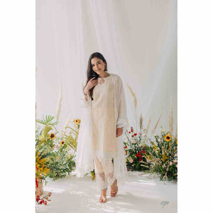 Old Marigold Maria Beige Mulmul Kurta