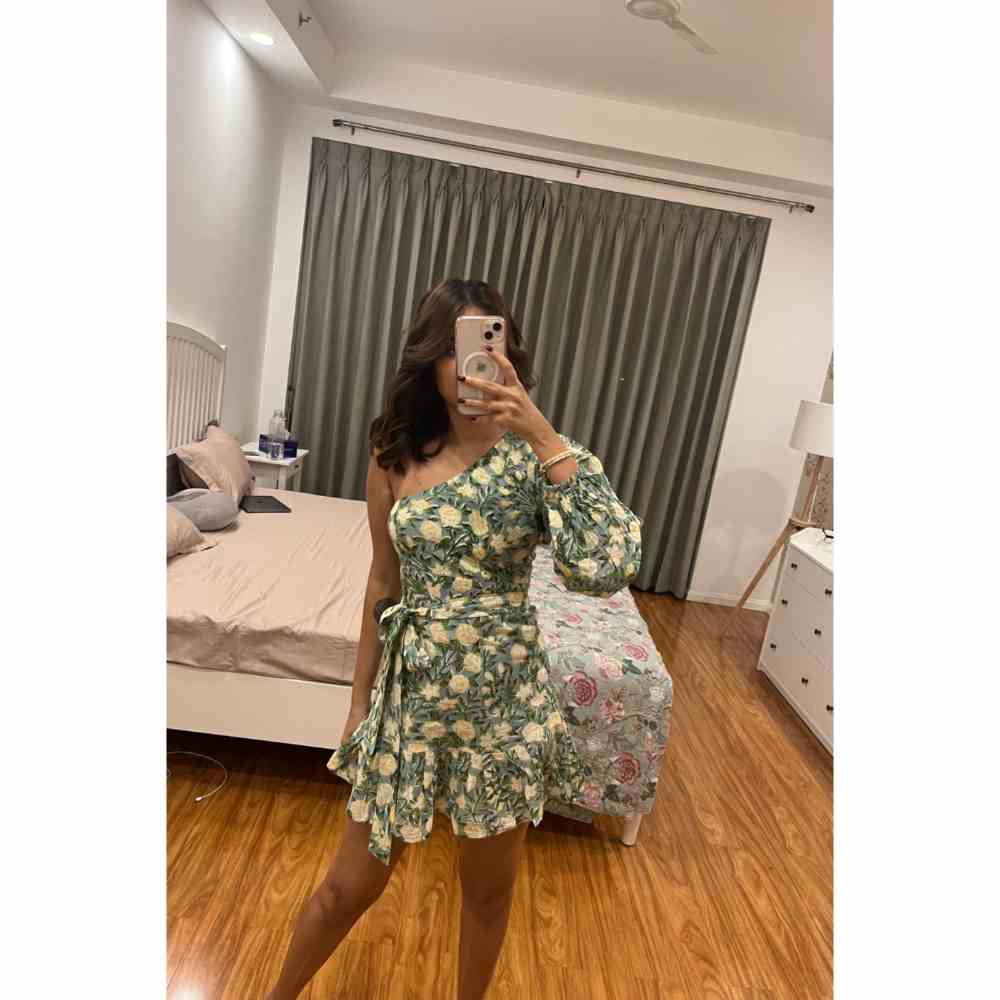 Old Marigold Freya One Shoulder Dress with Belt (Set of 2)