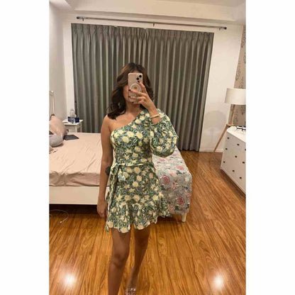Old Marigold Freya One Shoulder Dress with Belt (Set of 2)