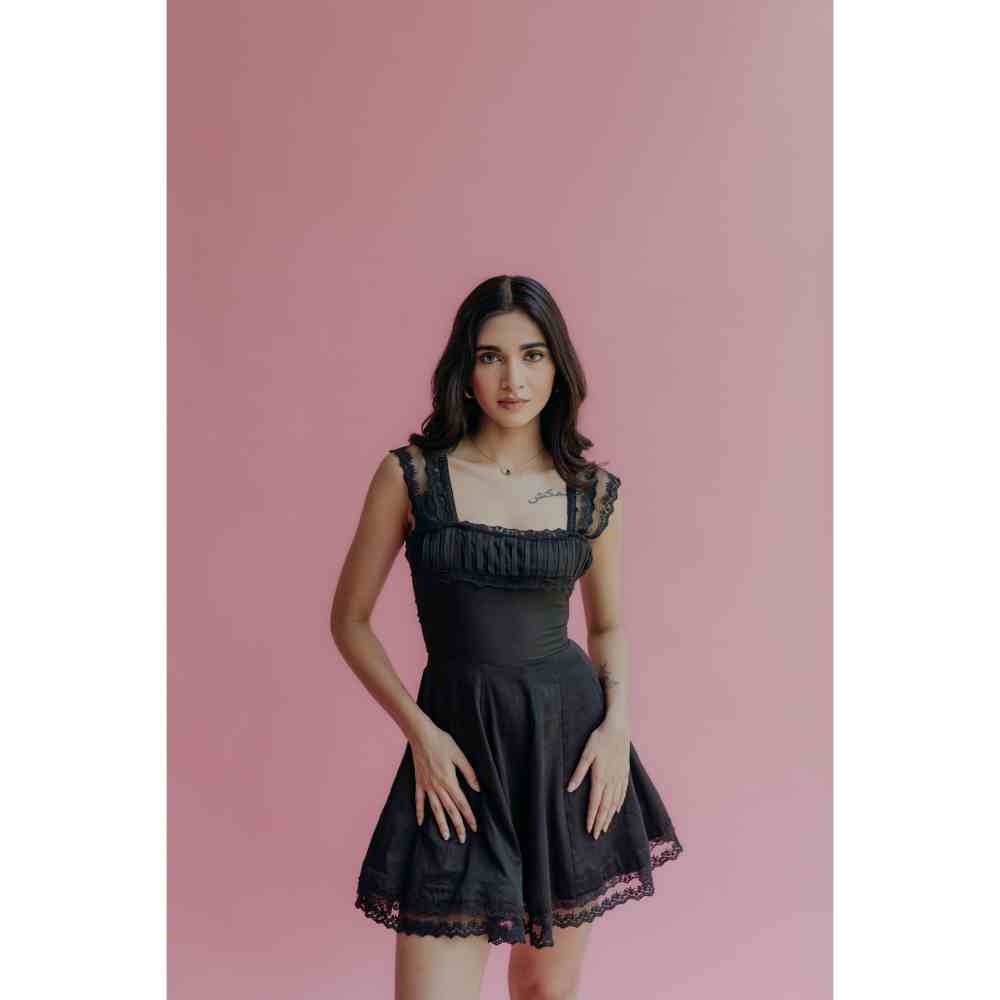Old Marigold Katerina Black A-Line Mini Dress