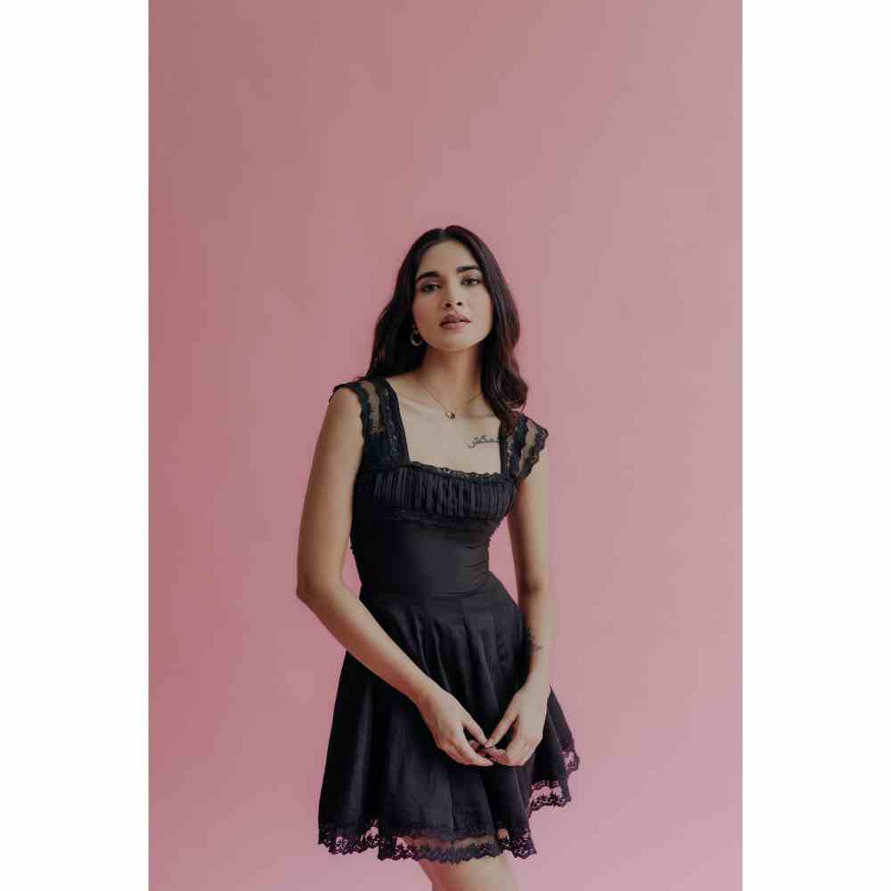 Old Marigold Katerina Black A-Line Mini Dress