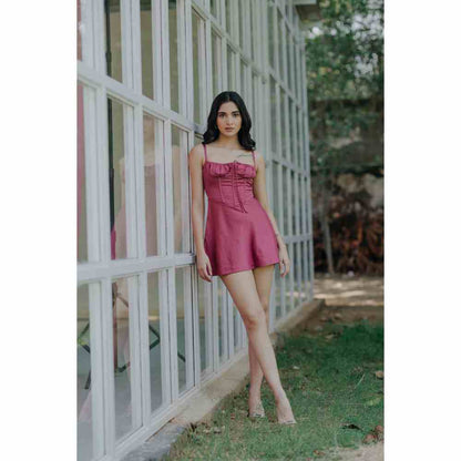 Old Marigold Daphne Wine Corset Mini Dress