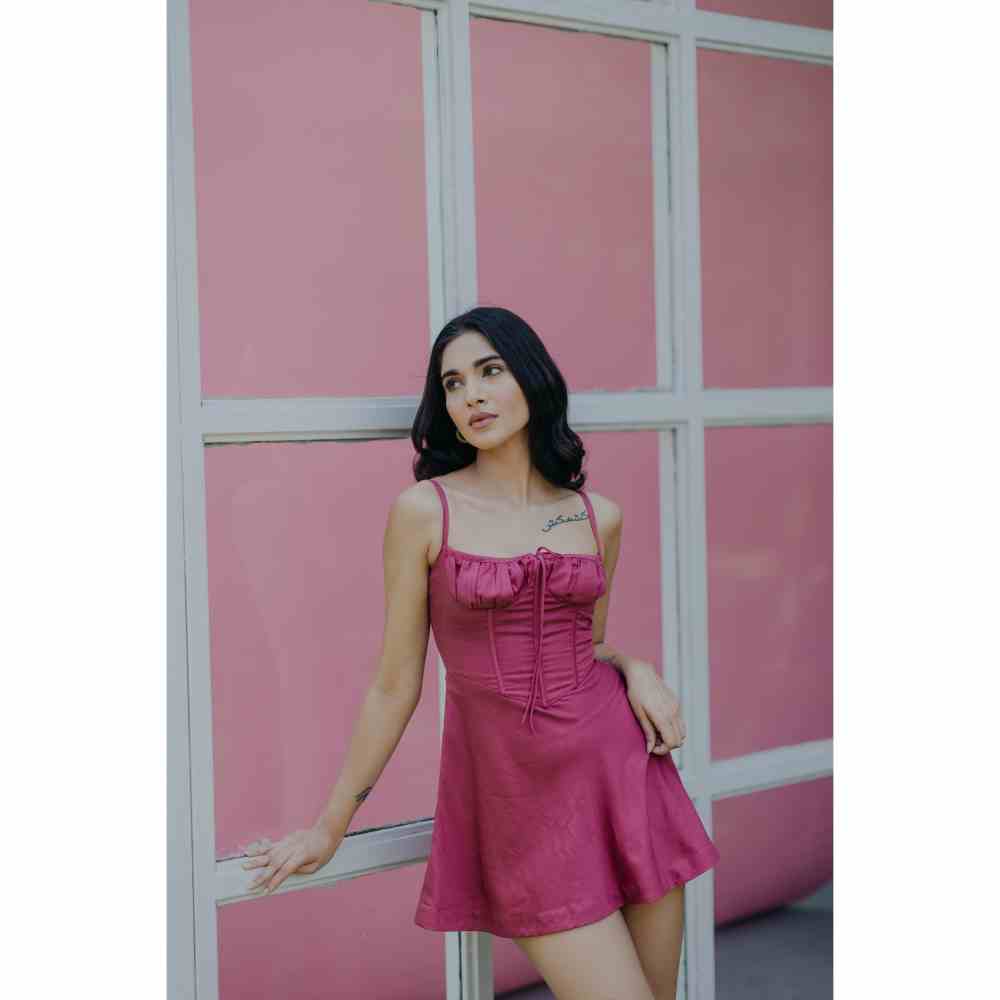 Old Marigold Daphne Wine Corset Mini Dress