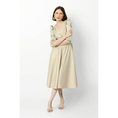 Our Love Oat Drape Dress With Embroidered Sleeves