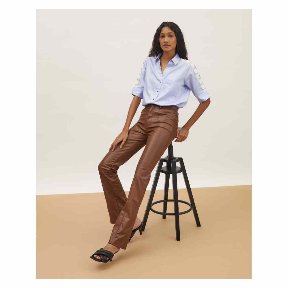 Pallavi Swadi Sky Blue Dragonfly Swarovski Shirt
