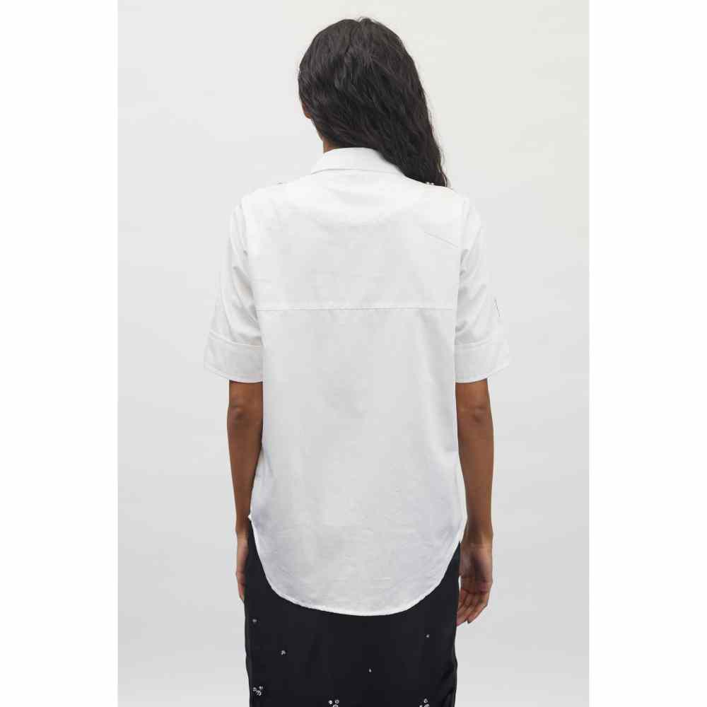 Pallavi Swadi White Dragonfly Swarovski Shirt